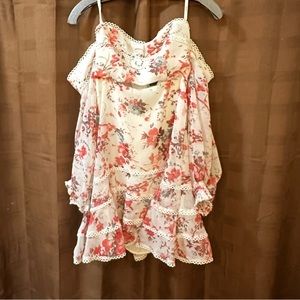 Bardot floral botanical off shoulder dress